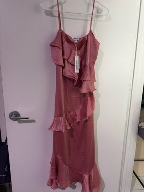 Steve Madden Rose Pink Ruffle Maxi Dress